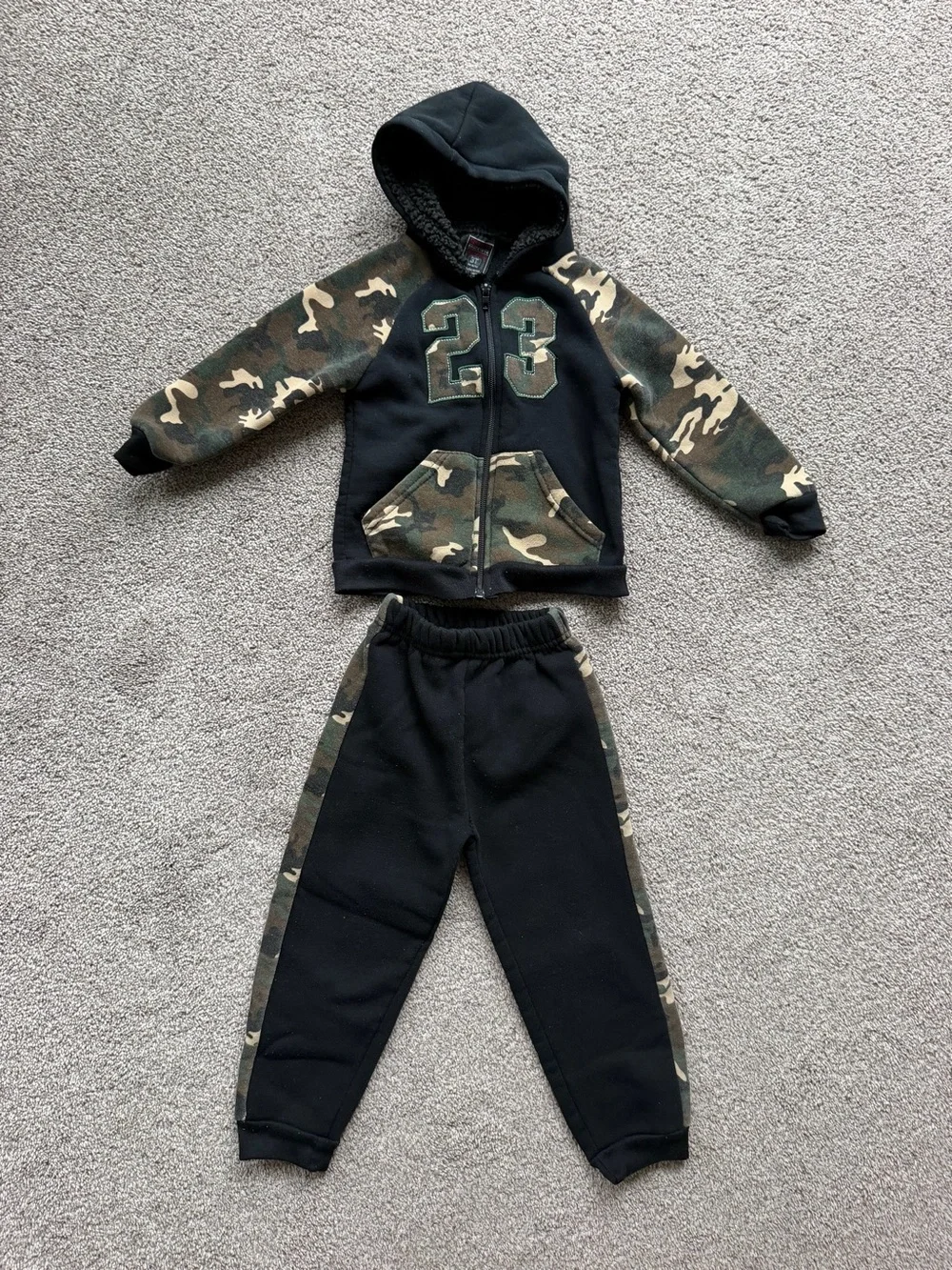 Kids' Black Jogger Sweatpants with Camo Side Panels